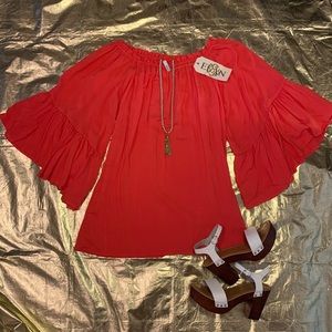 Elan boho mini dress with bell sleeves